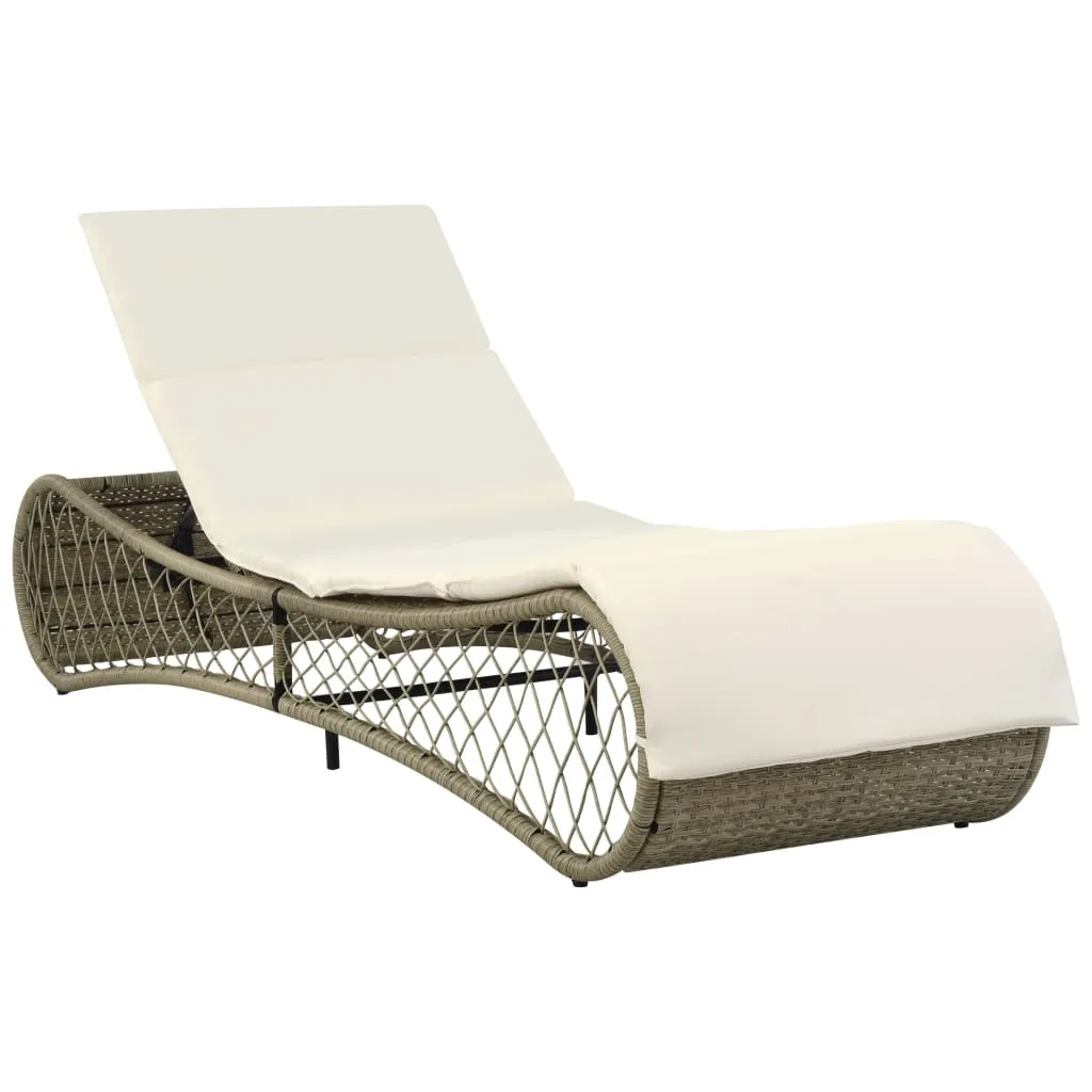 vidaXL Lettino Prendisole con Cuscino in Polyrattan Grigio