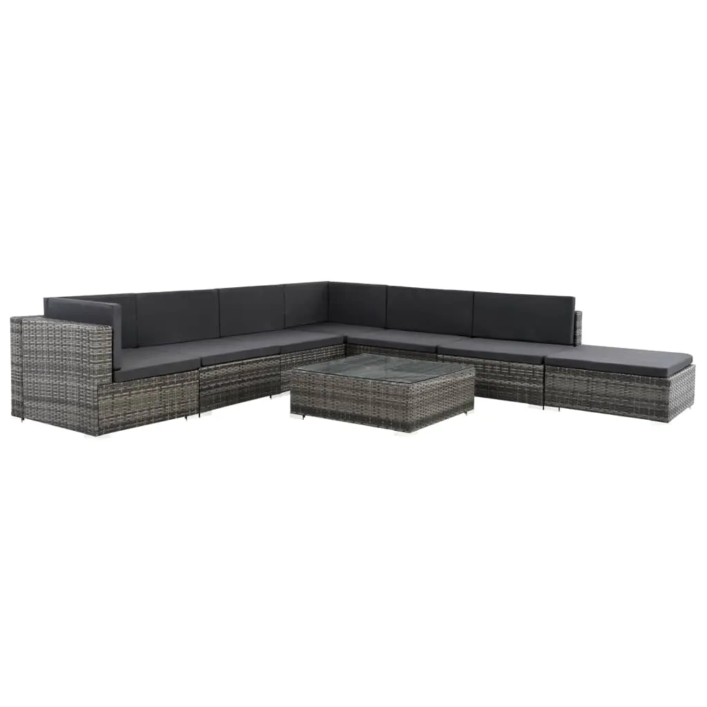 vidaXL Set Divani da Giardino 8 pz con Cuscini in Polyrattan Grigio