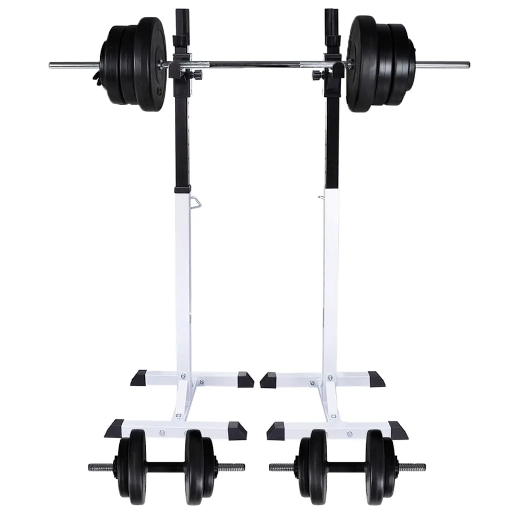 vidaXL Stazione per Squat con Bilanciere e Set di Manubri da 60,5 kg