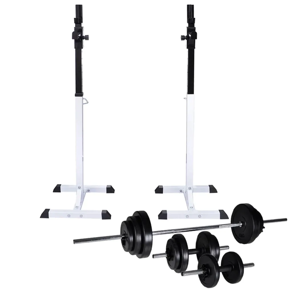 vidaXL Stazione per Squat con Bilanciere e Set di Manubri da 30,5 kg