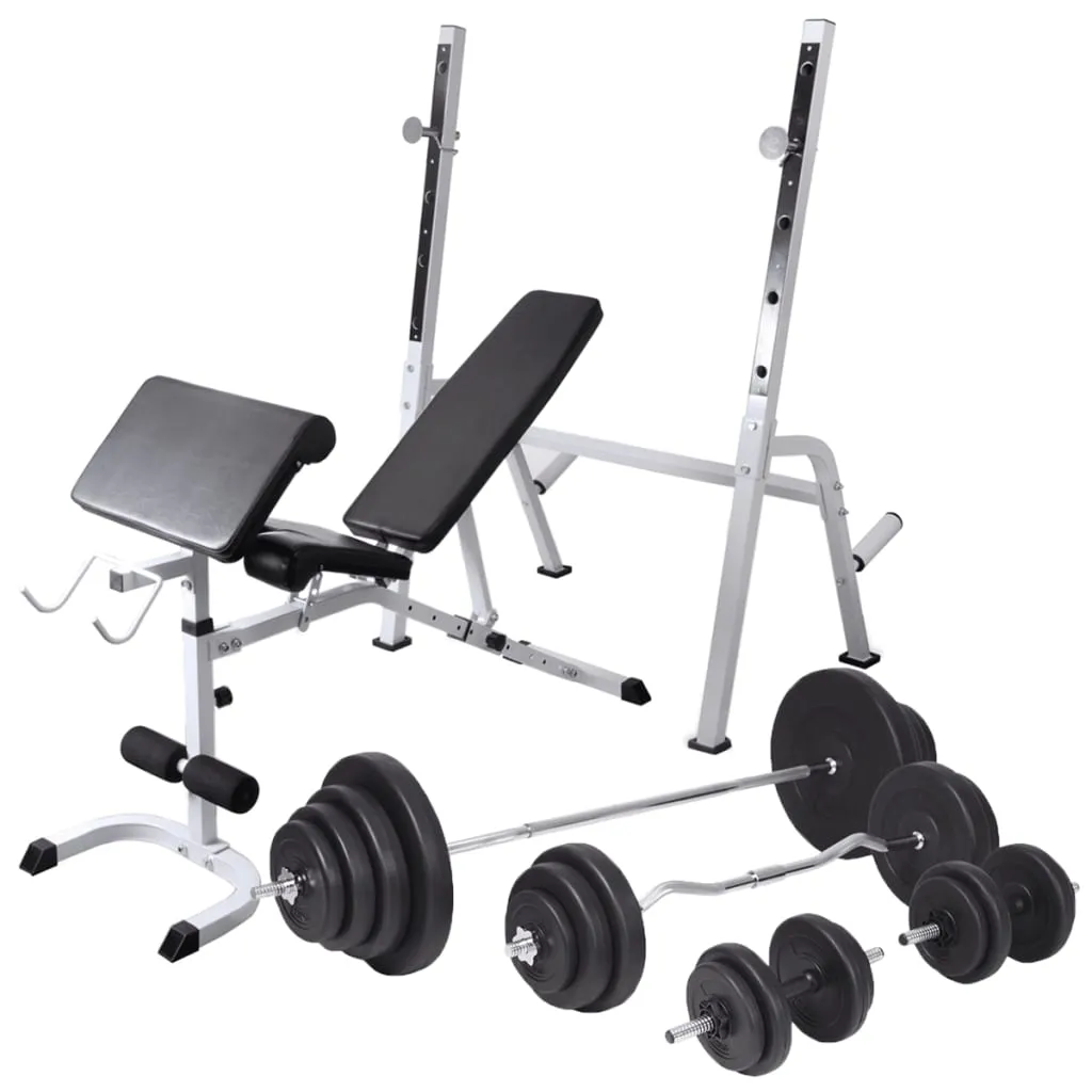 vidaXL Panca Multifunzione con Rack Bilanciere e Set Manubri 120 kg