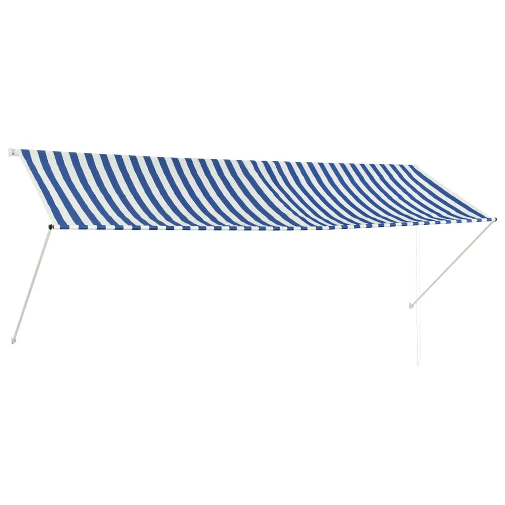 vidaXL Tenda da Sole Retrattile 350x150 cm Blu e Bianco