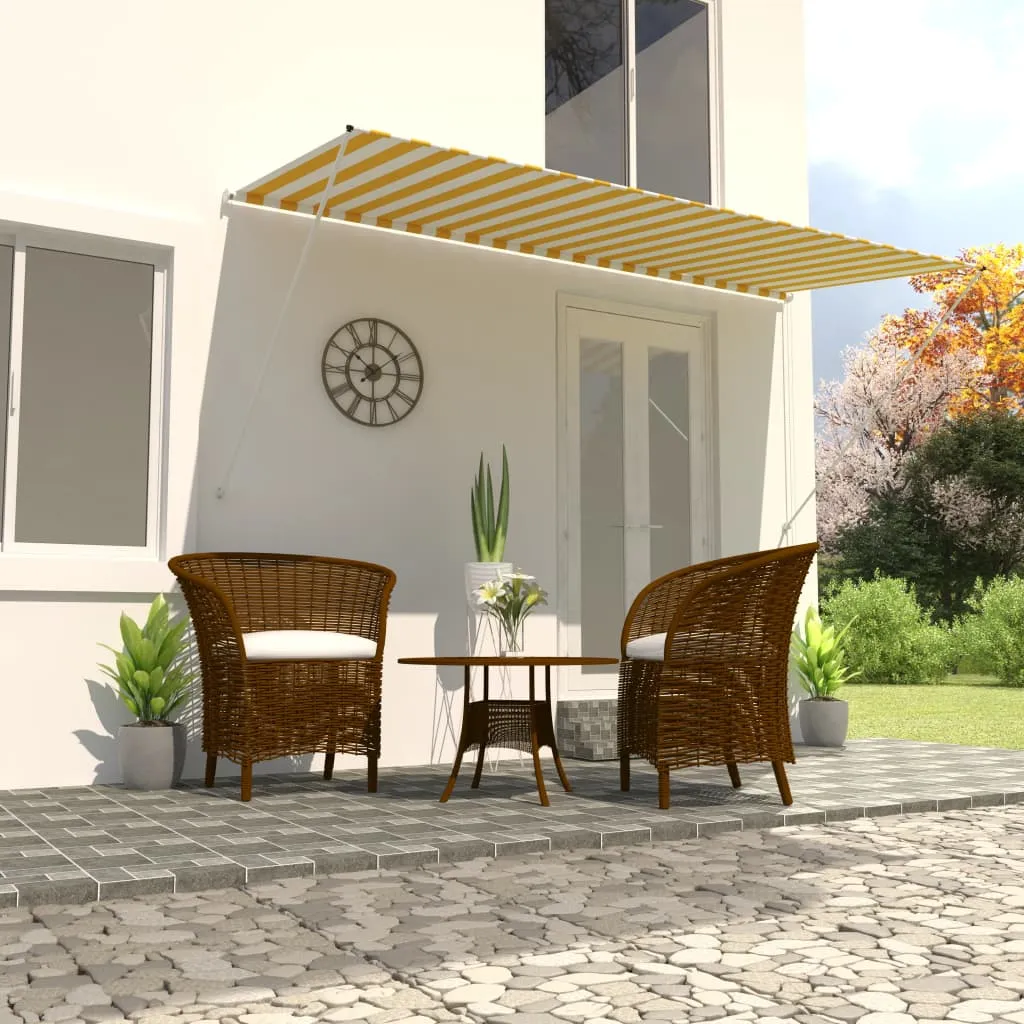 vidaXL Tenda da Sole Retrattile 400x150 cm Giallo e Bianco