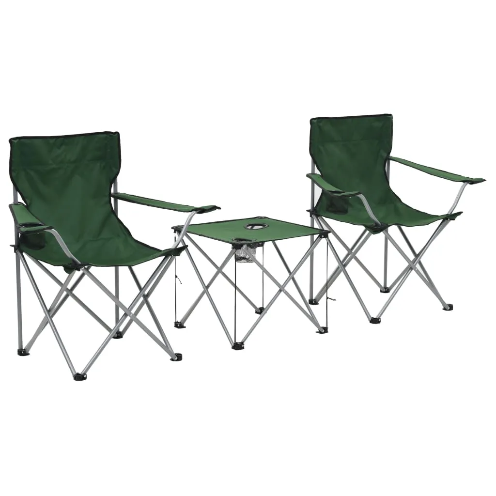 vidaXL Set Tavolo e Sedie da Campeggio 3 pz Verde