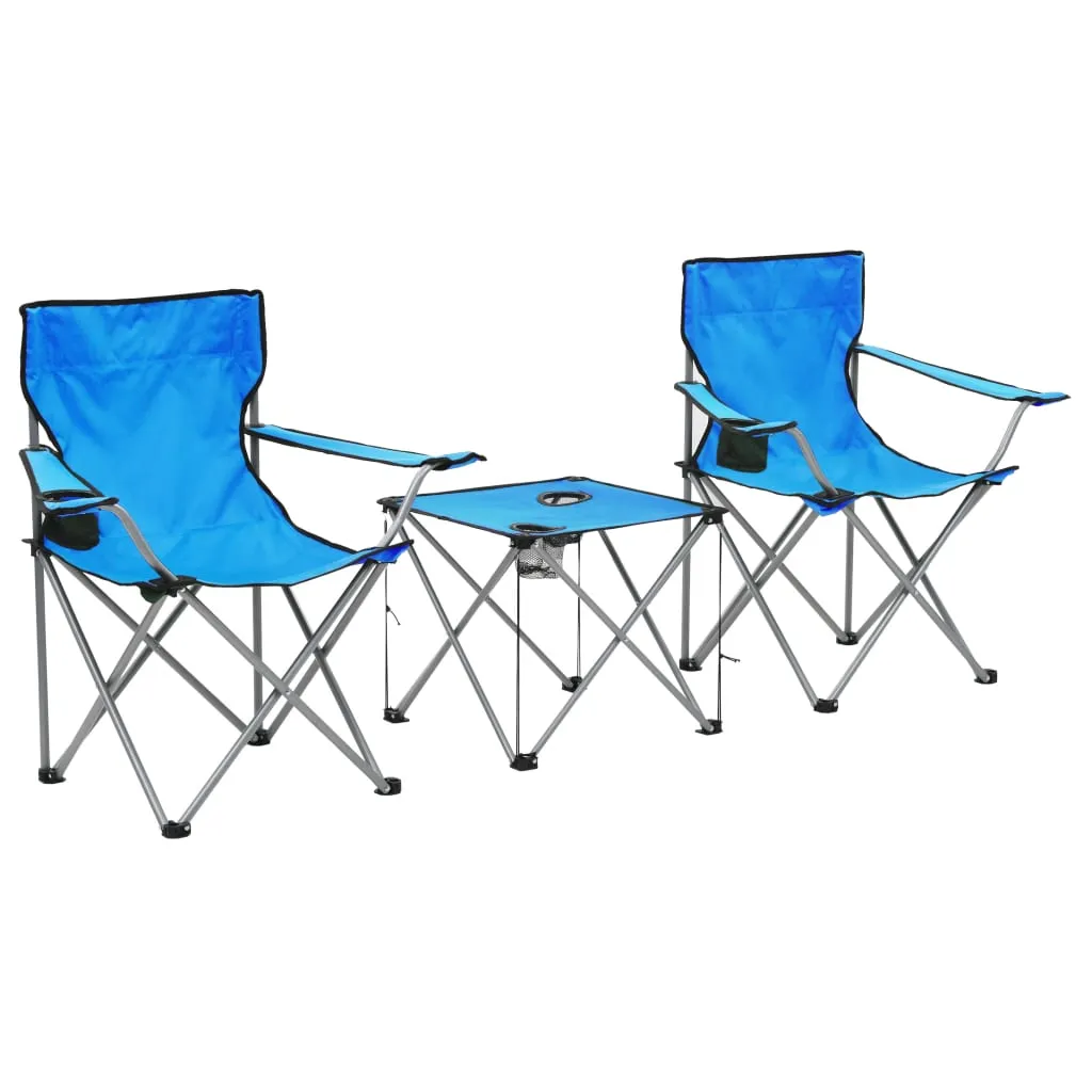 vidaXL Set Tavolo e Sedie da Campeggio 3 pz Blu