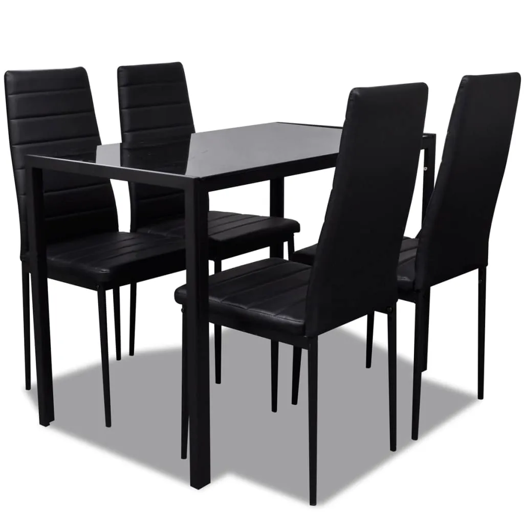 vidaXL Set da Pranzo 5 pz in Pelle Artificiale Nero