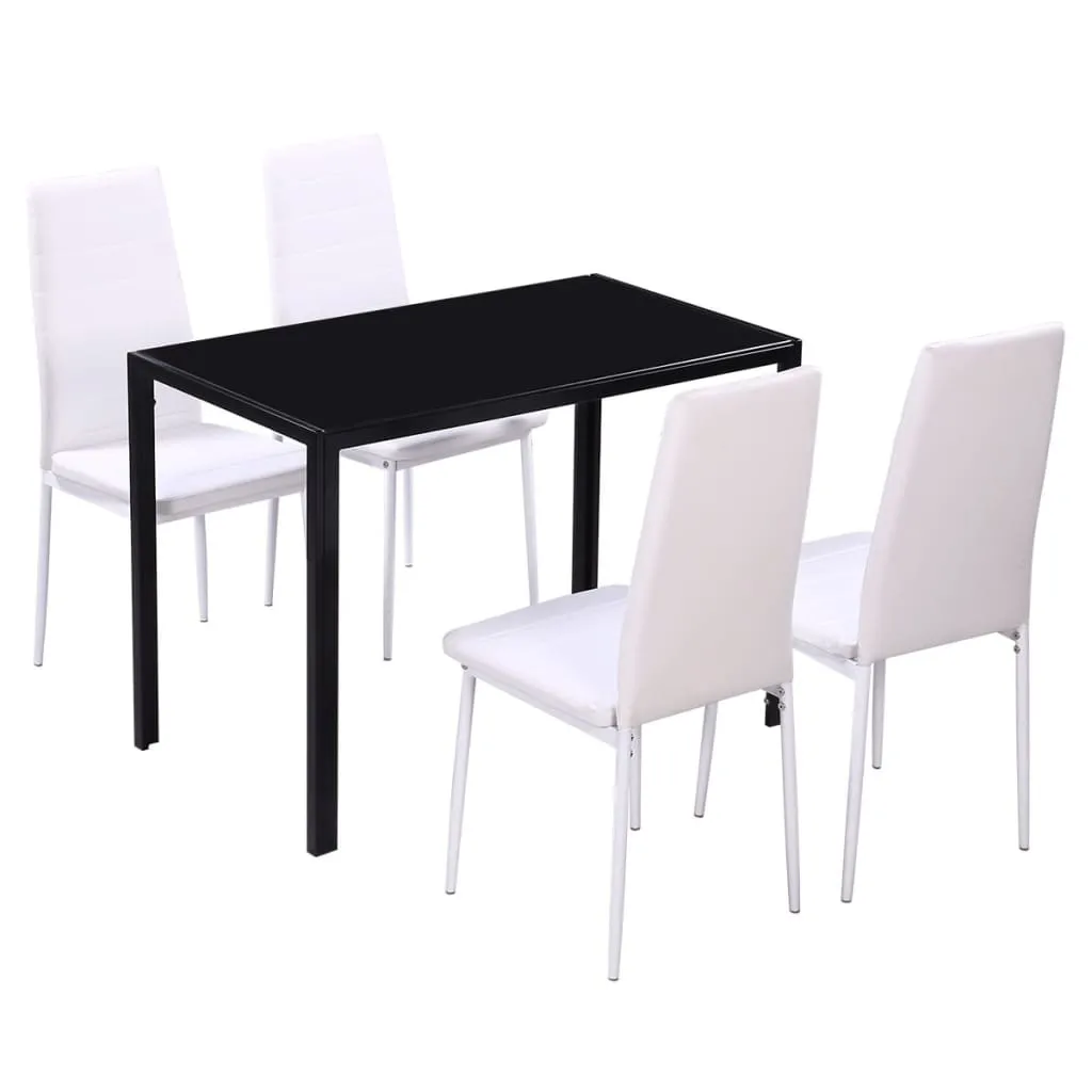 vidaXL Set Tavolo da Pranzo 5 pz in Pelle Artificiale Nero e Bianco