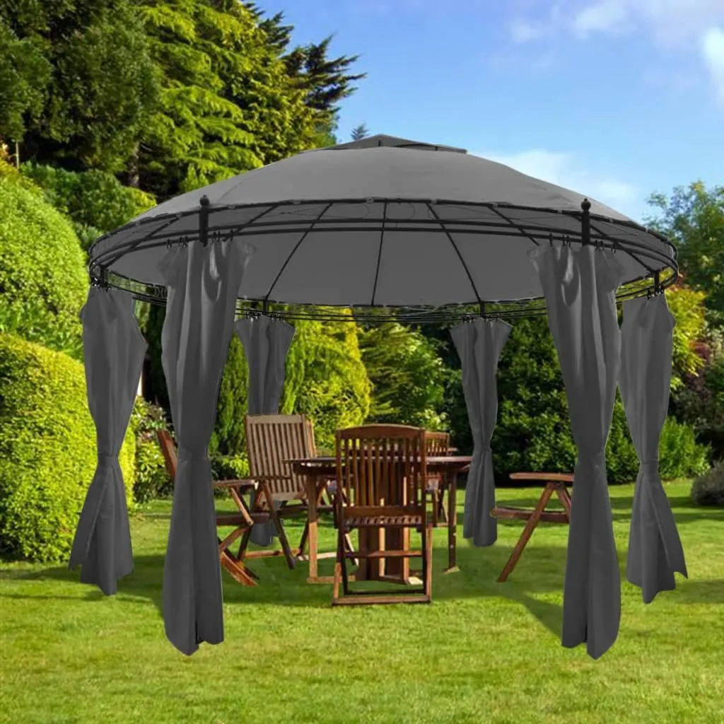 vidaXL Gazebo Rotondo con Tende 3,5 x 2,7 m Antracite