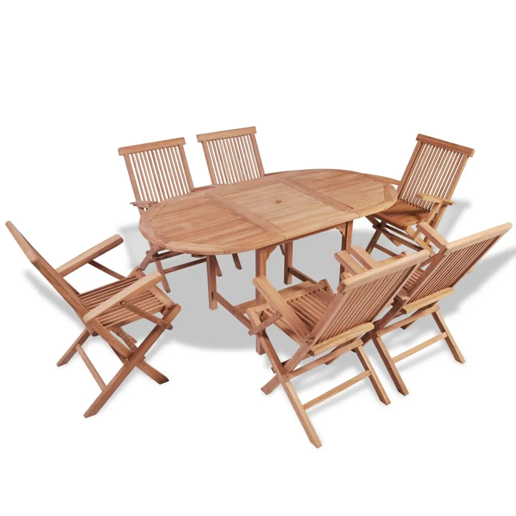 vidaXL Set da Pranzo da Giardino 7 pz in Legno Massello di Teak