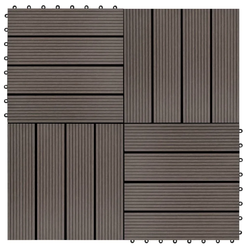 vidaXL Piastrelle per Decking in WPC 11 pz 30x30cm 1mq Marrone Scuro