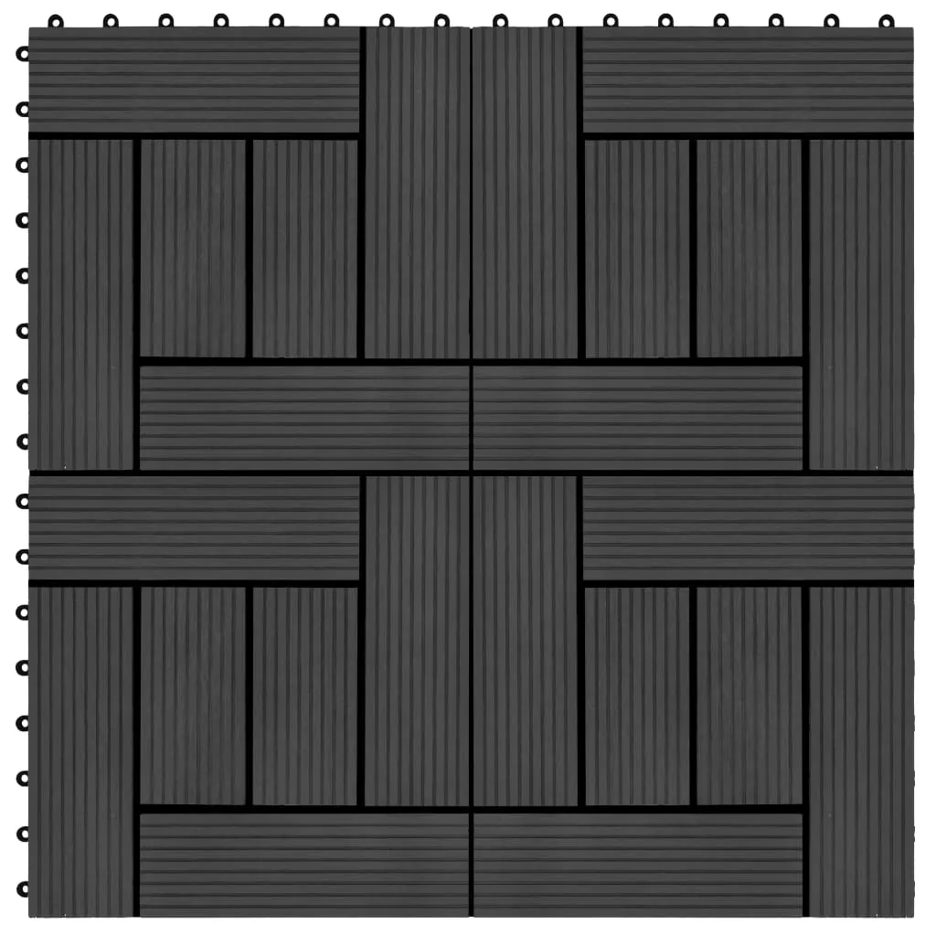 vidaXL Piastrelle per Decking in WPC 11 pz 30x30cm 1 mq Nero