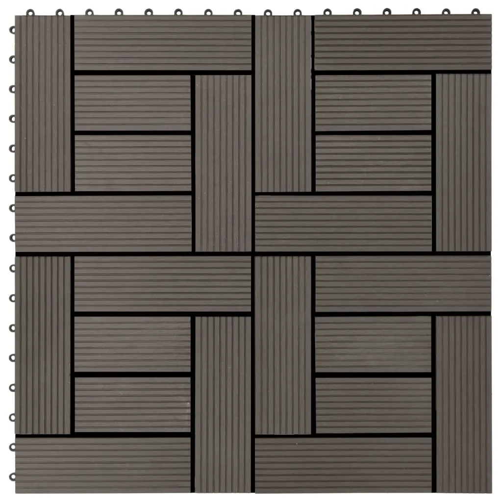 vidaXL Piastrelle per Decking in WPC 11 pz 30x30cm 1mq Marrone Scuro