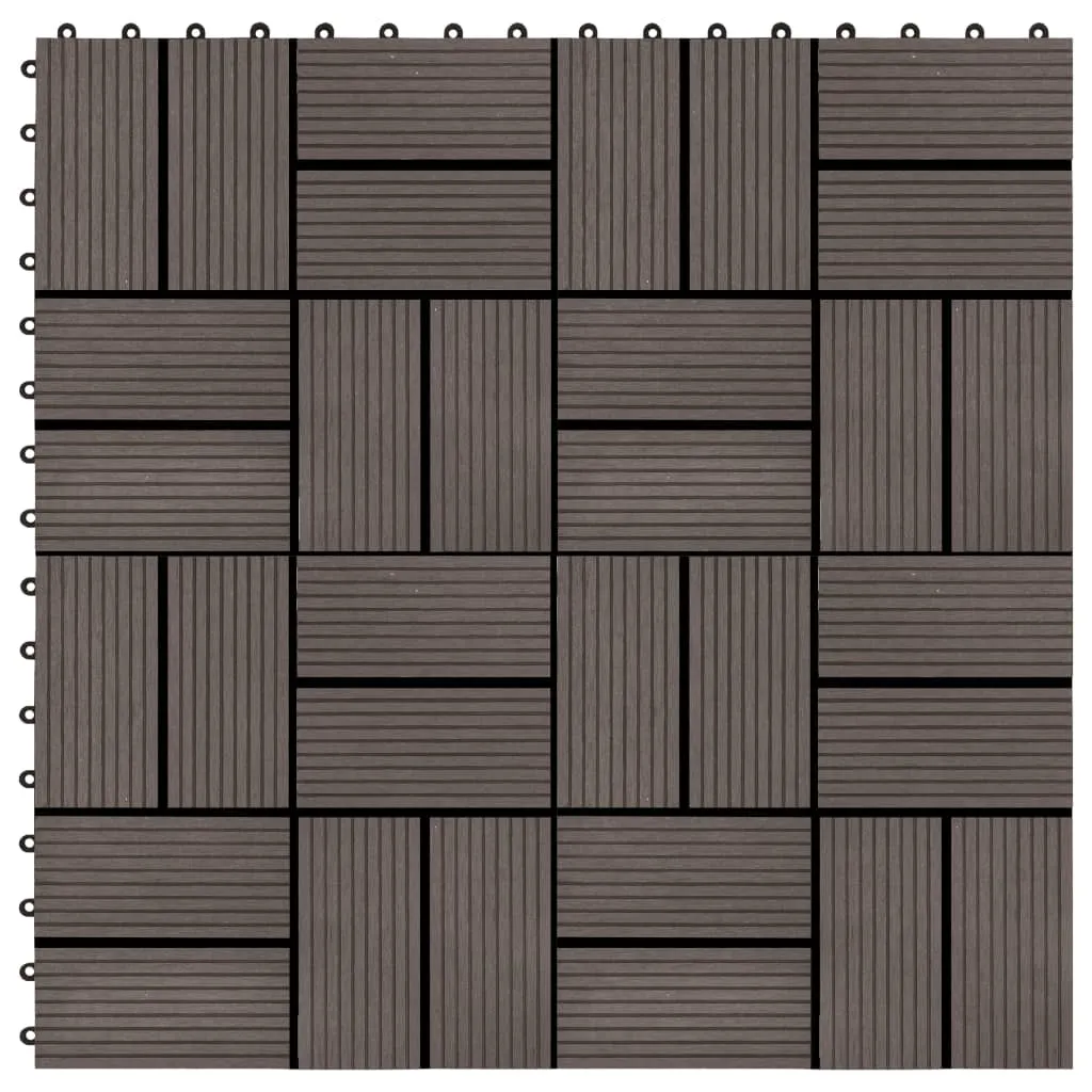 vidaXL Piastrelle per Decking in WPC 11 pz 30x30cm 1mq Marrone Scuro