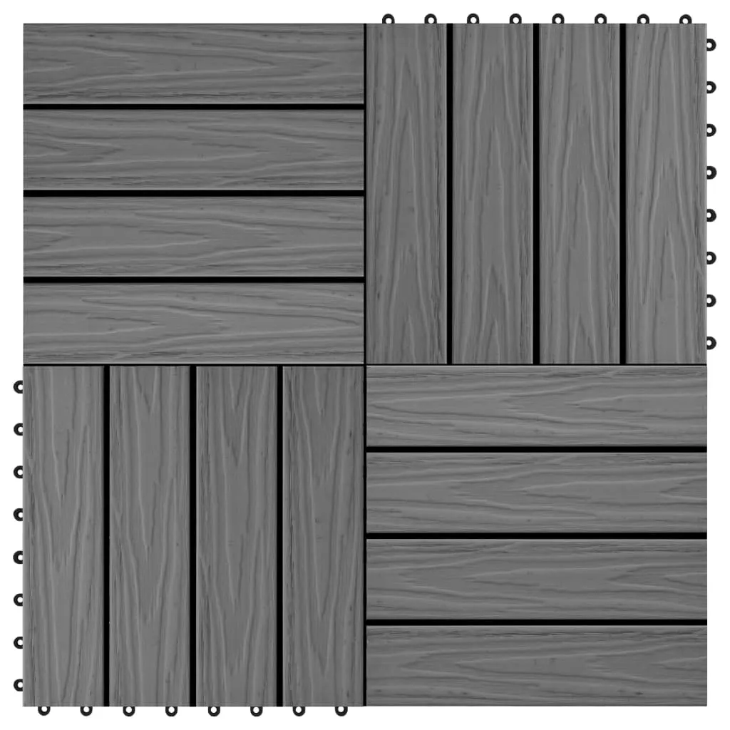 vidaXL Piastrelle Decking 11 pz Goffrature WPC 30x30 cm 1 mq Grigio