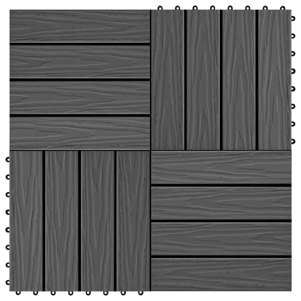 vidaXL Piastrelle per Decking 11 pz Goffrature WPC 30x30 cm 1 mq Nero