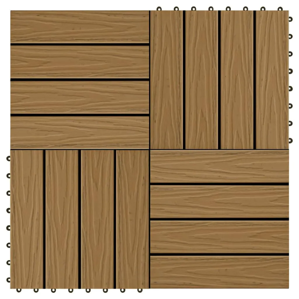 vidaXL Piastrelle Decking 11pz Goffrature WPC 30x30 cm 1 mq Color Teak