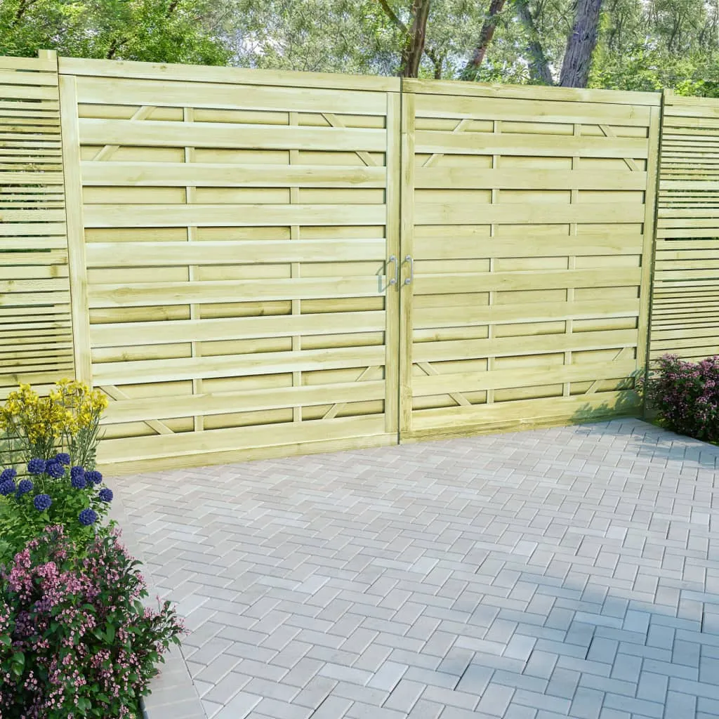 vidaXL Cancelli da Giardino 2pz Legno Impregnato Pino 150x175 cm Verde