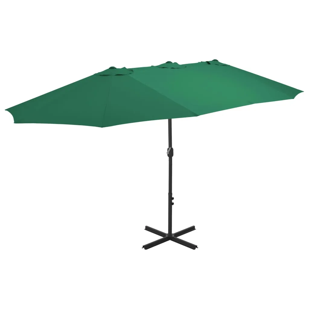 vidaXL Ombrellone da Esterni con Palo in Alluminio 460x270 cm Verde