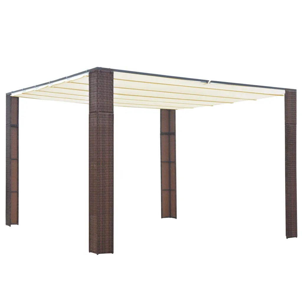 vidaXL Gazebo con Tetto in Polyrattan 300x300x200cm Marrone e Crema