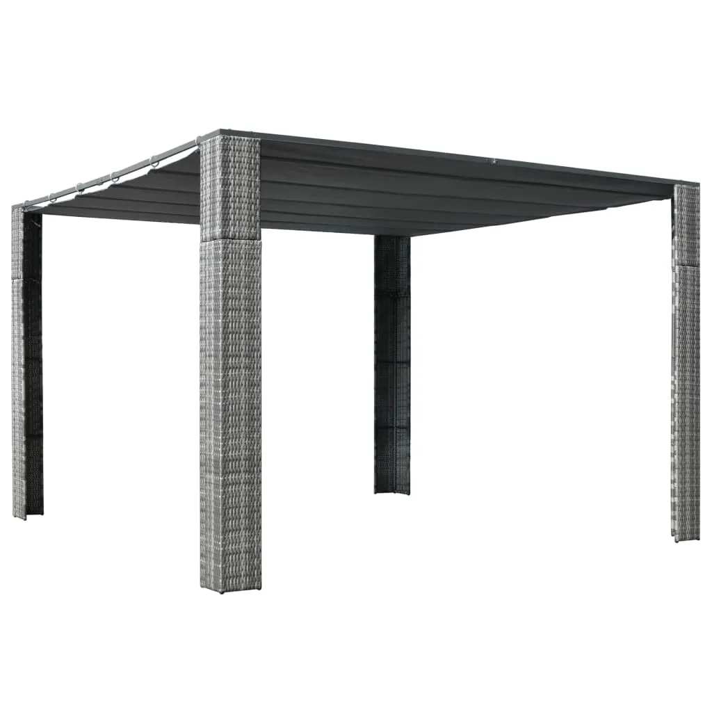 vidaXL Gazebo con Tetto in Polyrattan 300x300x200cm Grigio e Crema