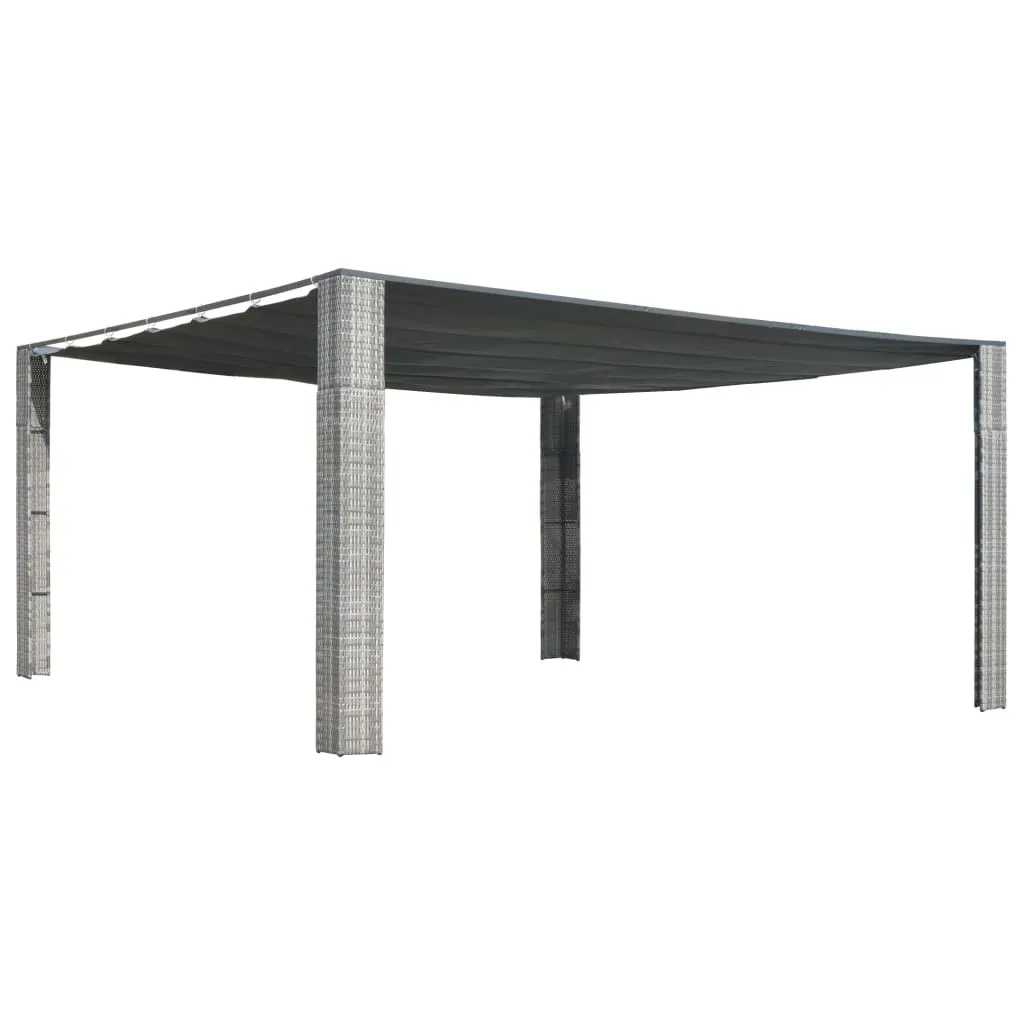 vidaXL Gazebo Tetto Mobile Polyrattan 400x400x200cm Grigio e Antracite