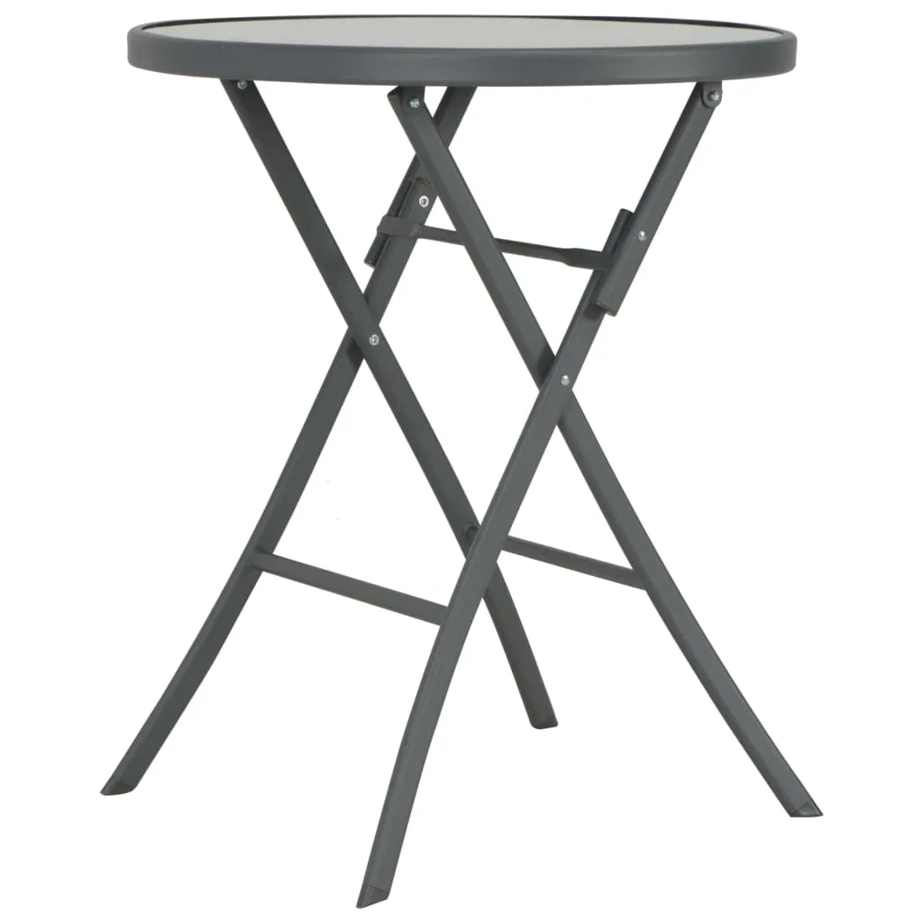 vidaXL Tavolo da Bistrot Pieghevole Grigio 60x70cm in Vetro e Acciaio