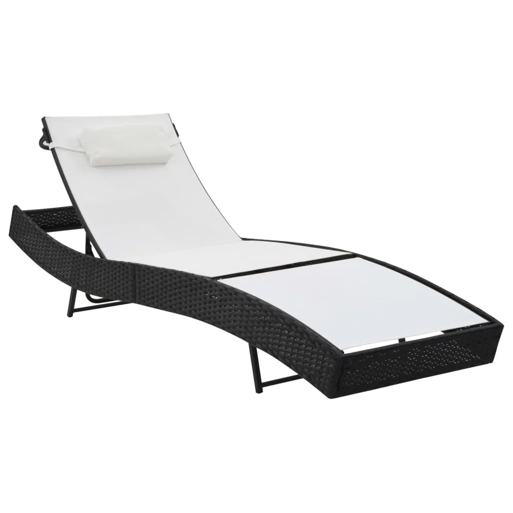 vidaXL Lettino Prendisole con Cuscino in Polyrattan Nero