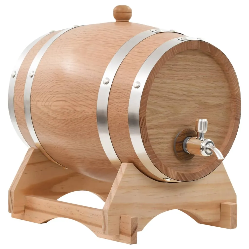 vidaXL Barilotto di vino con Spina in Legno Massello di Rovere 6 L