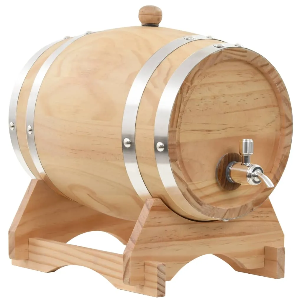 vidaXL Barilotto di Vino con Spina in Legno Massello di Pino 6 L