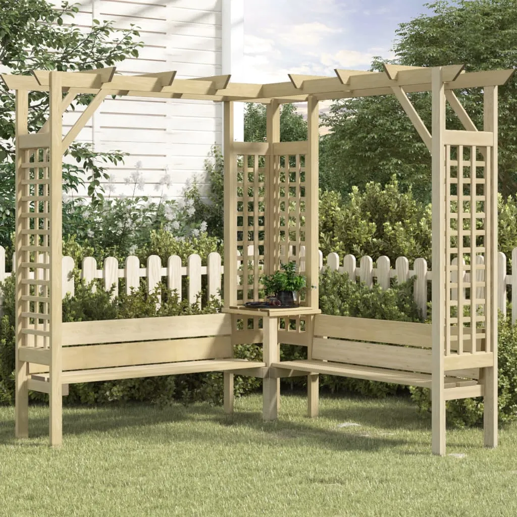 vidaXL Pergola Angolare con Panca in Legno di Pino Impregnato