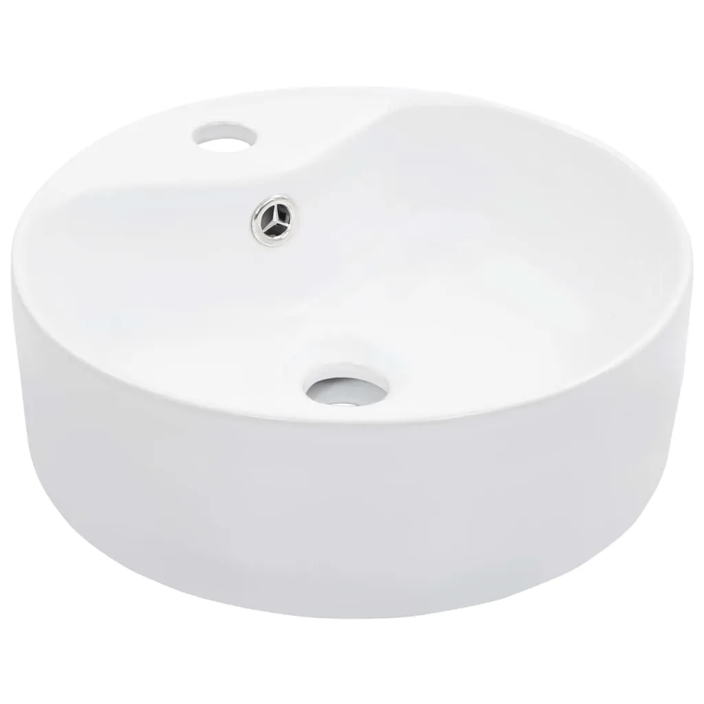 vidaXL Lavandino con Troppopieno 36x13 cm in Ceramica Bianco