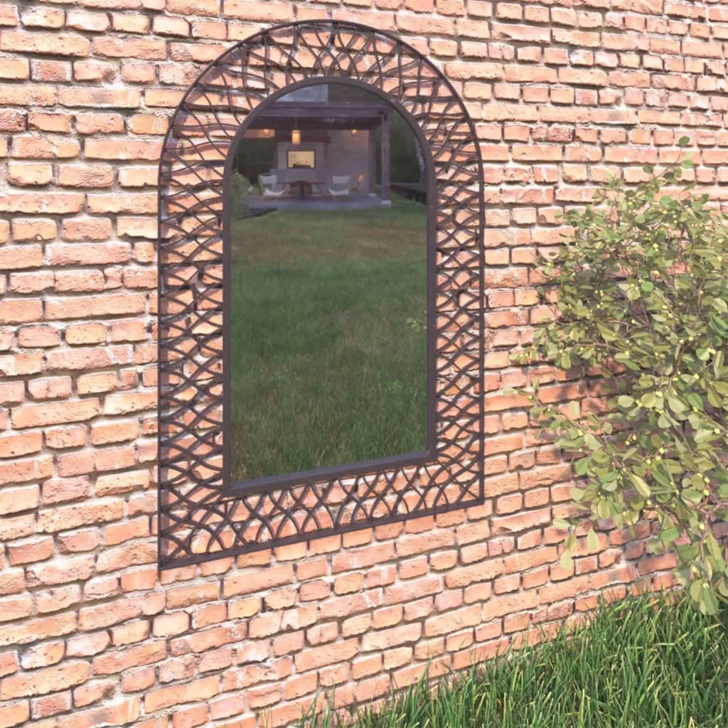 vidaXL Specchio da Parete per Giardino ad Arco 50x80 cm Nero