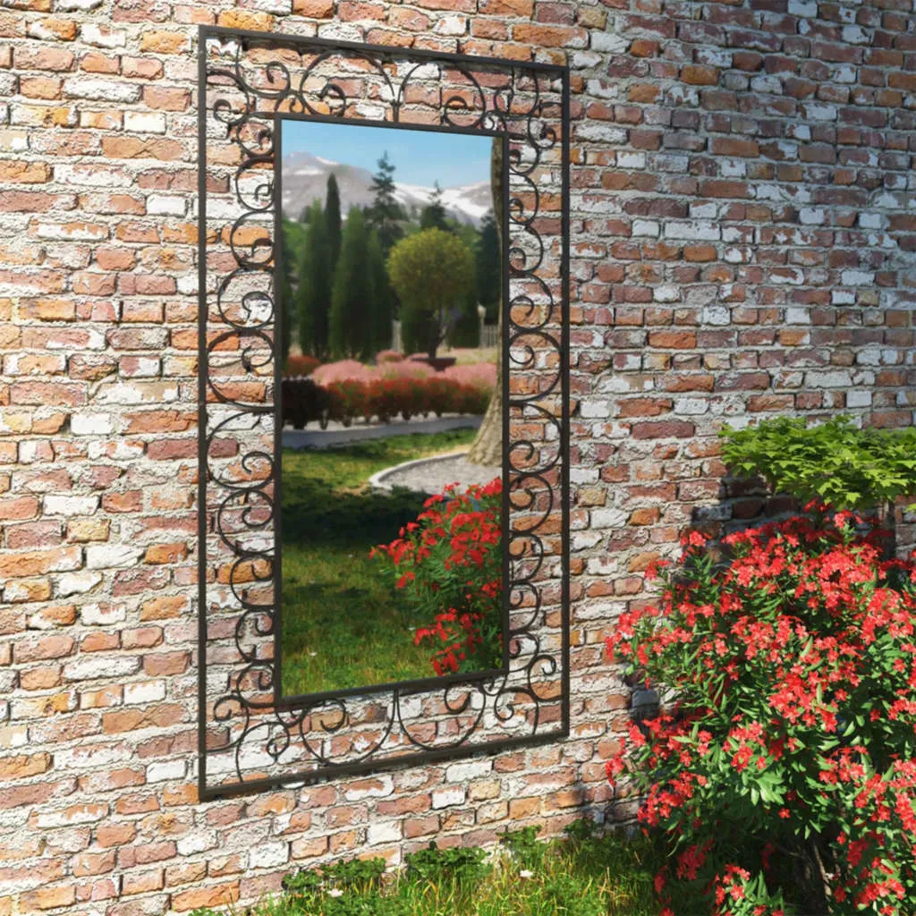 vidaXL Specchio da Parete per Giardino Rettangolare 60x110 cm Nero