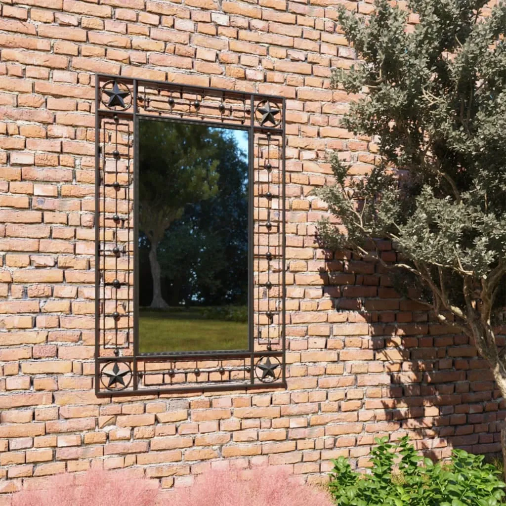 vidaXL Specchio da Parete per Giardino Rettangolare 50x80 cm Nero