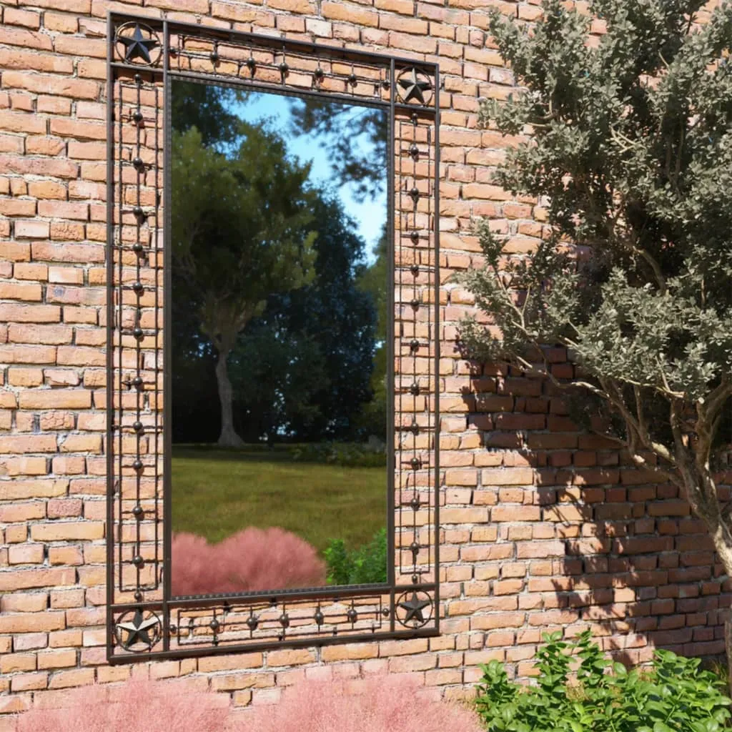 vidaXL Specchio da Parete per Giardino Rettangolare 60x110 cm Nero