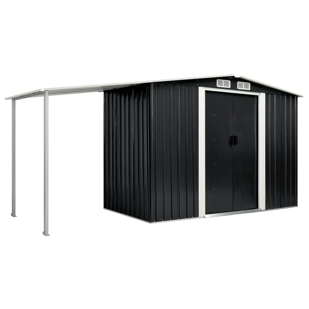 vidaXL Capanno con Porte Scorrevoli Antracite 386x131x178cm Acciaio