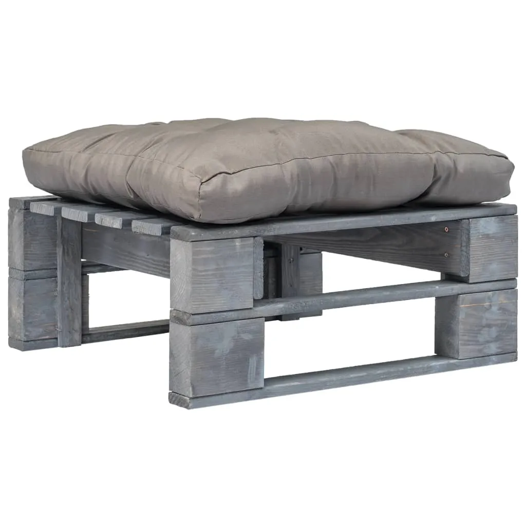 vidaXL Ottomana da Giardino in Pallet con Cuscino Grigio Legno Grigio