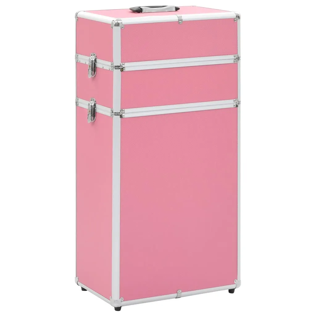 vidaXL Valigia Trolley per Cosmetici in Alluminio Rosa