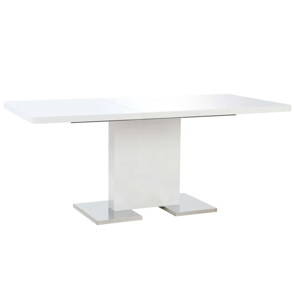 vidaXL Tavolo da Pranzo Estensibile 180x90x76 cm in MDF Bianco Lucido