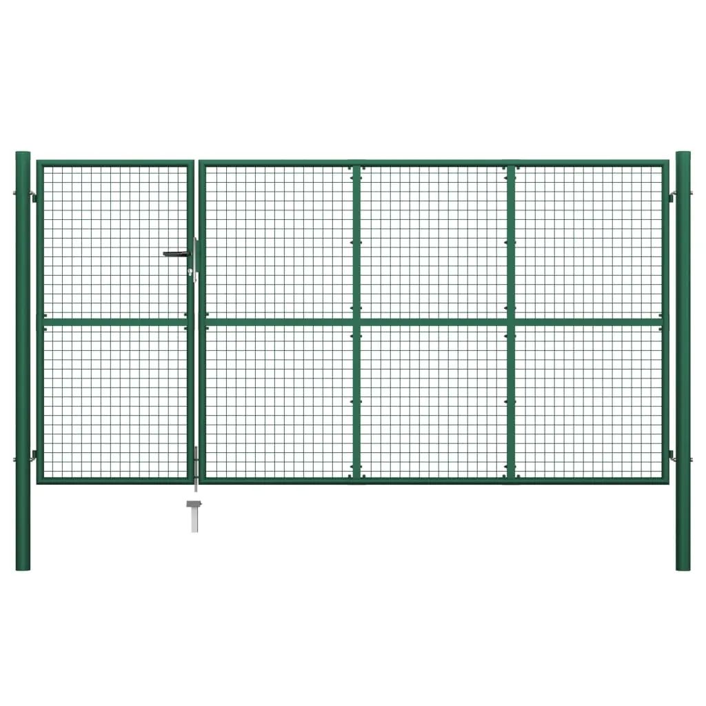 vidaXL Cancello di Recinzione in Acciaio 350x150 cm Verde