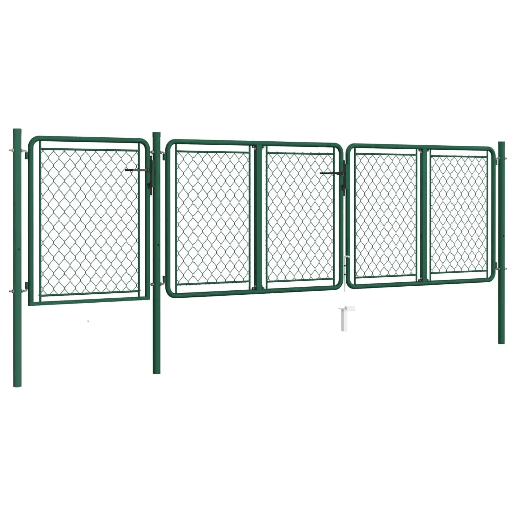 vidaXL Cancello da Giardino in Acciaio 75x395 cm Verde