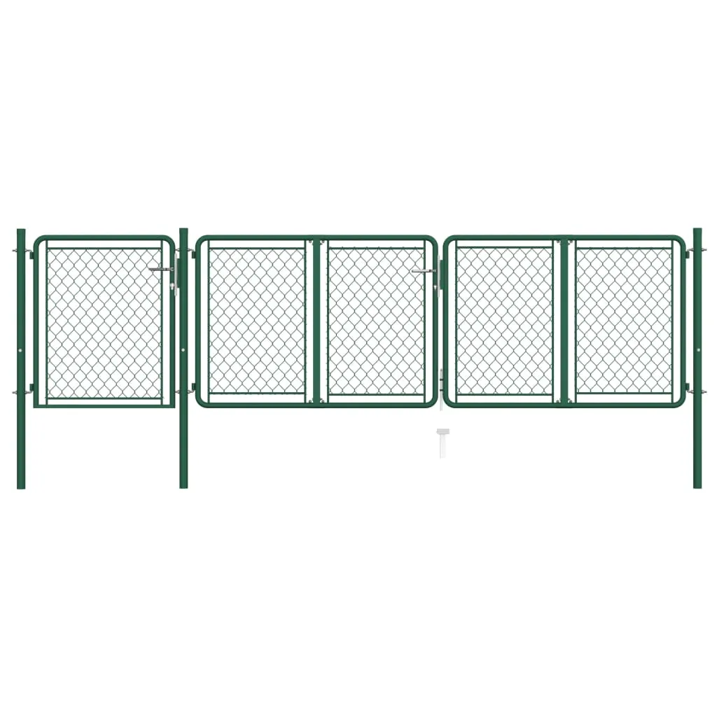 vidaXL Cancello per Giardino in Acciaio 100x395 cm Verde