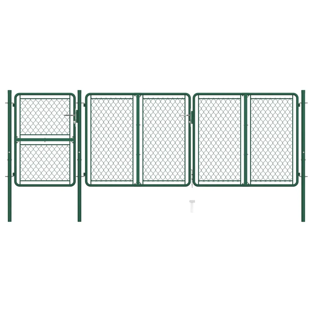 vidaXL Cancello per Giardino in Acciaio 125x395 cm Verde