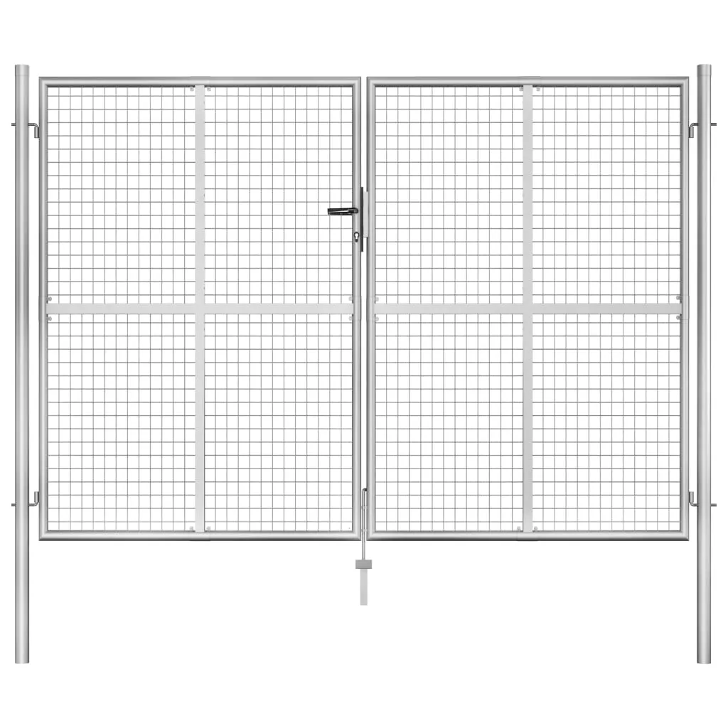 vidaXL Cancello per Giardino in Acciaio Zincato 306x225cm Argento