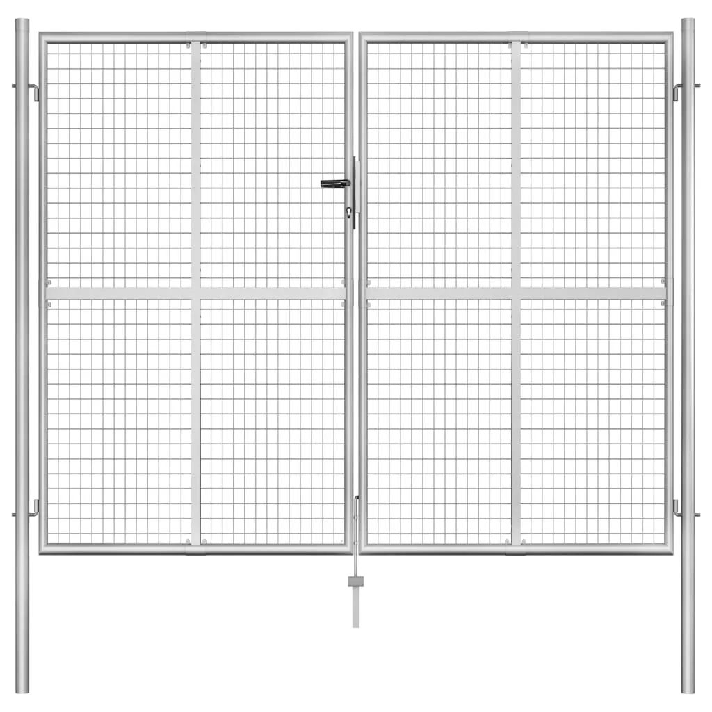 vidaXL Cancello per Giardino in Acciaio Zincato 306x250 cm Argento