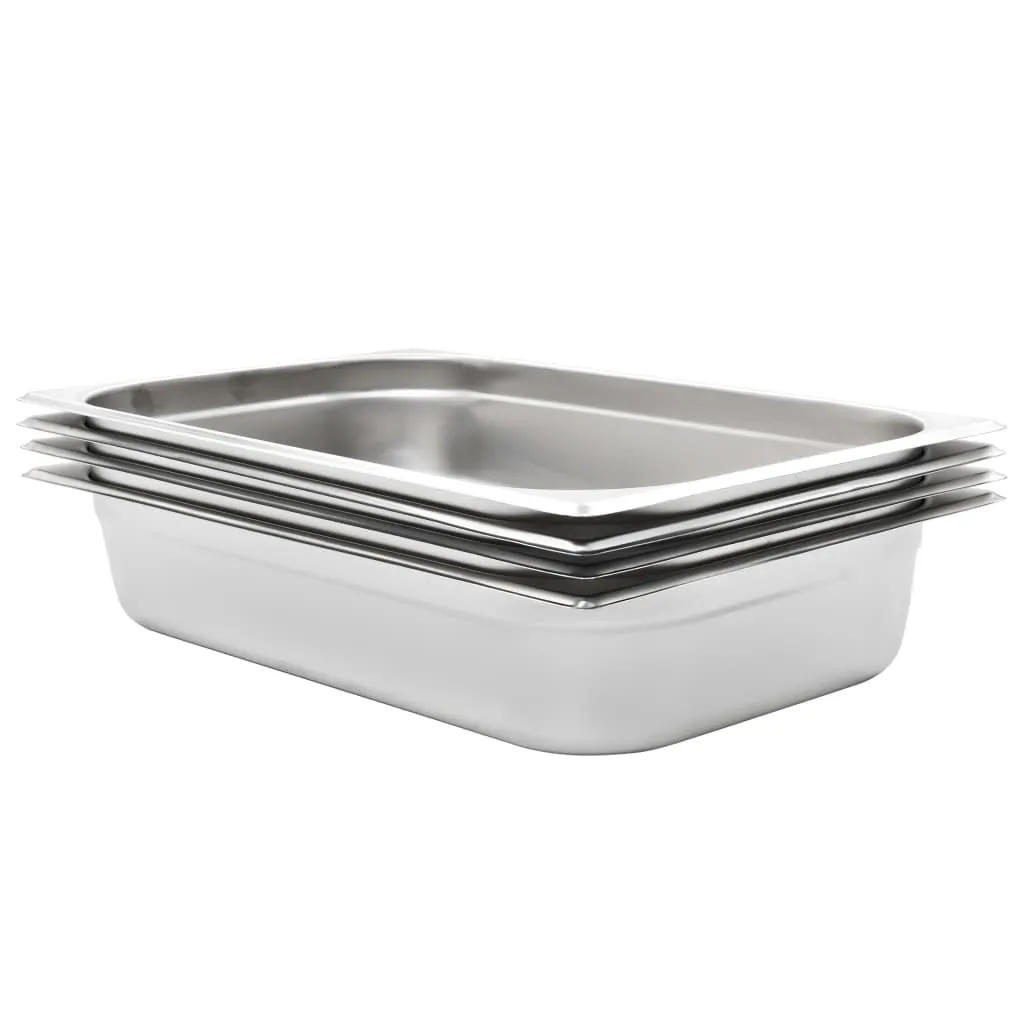 vidaXL Contenitori Gastronorm 4 pz GN 1/1 100 mm in Acciaio Inox