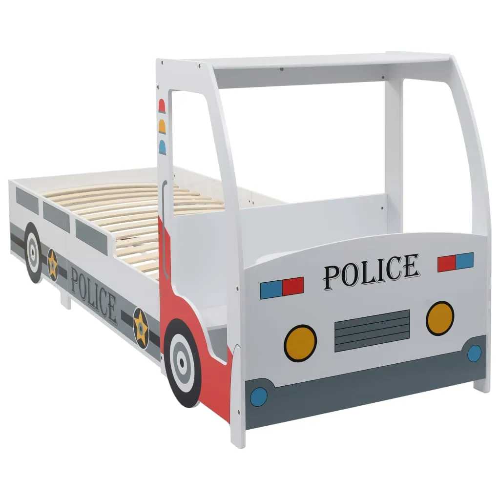 vidaXL Letto Bimbo Auto della Polizia con Scrivania 90x200 cm