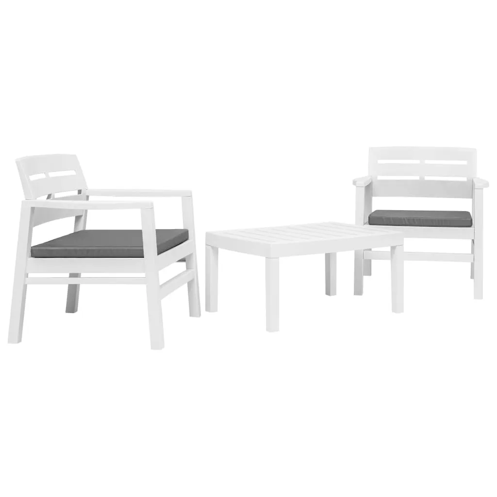 vidaXL Set Salotto da Giardino 3 pz in Plastica Bianco