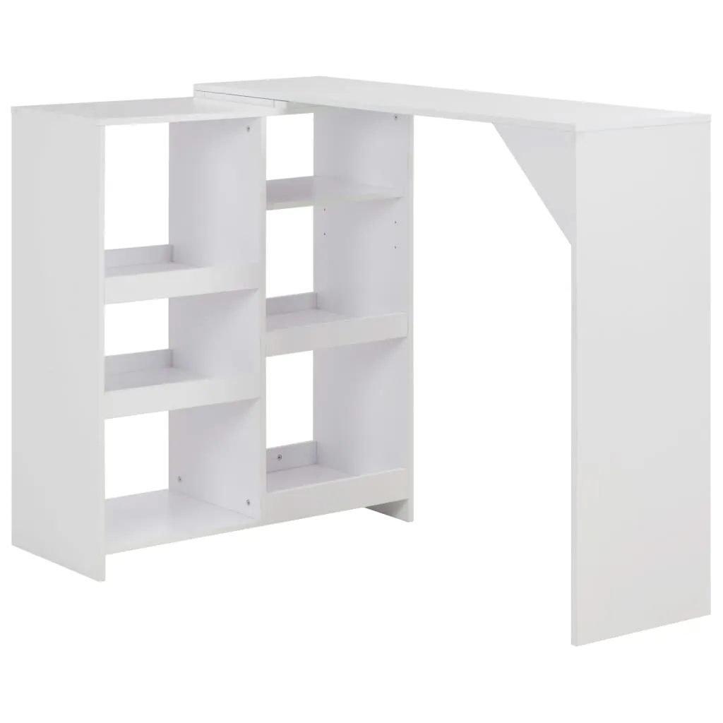 vidaXL Tavolo da Bar con Scaffale Mobile Bianco 138x39x110 cm