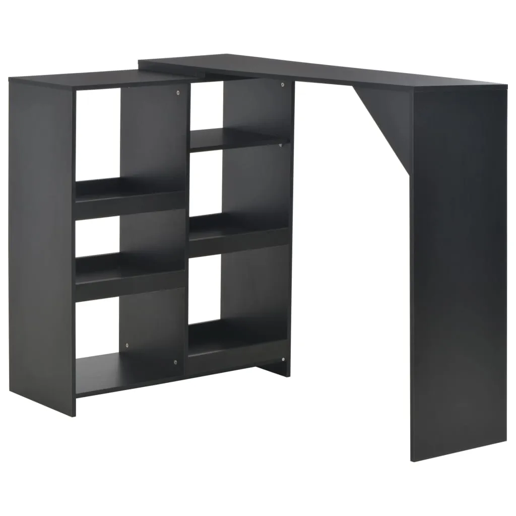 vidaXL Tavolo da Bar con Scaffale Mobile Nero 138x39x110 cm